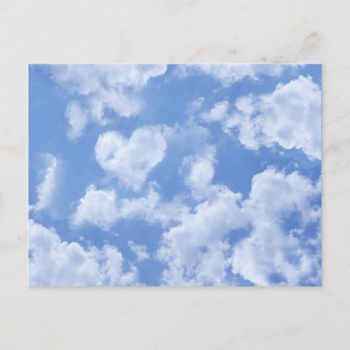 Heart Cloud Sky Cute Modern Lovely Light Blue Girl Postcard
