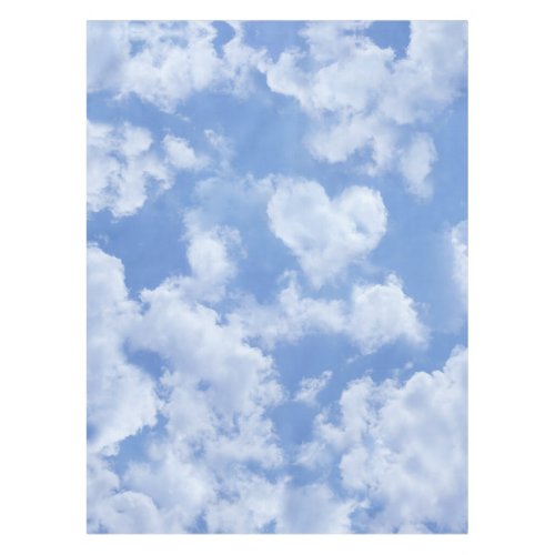 Heart Cloud Sky Cute Modern Lovely Light Blue Girl Tablecloth