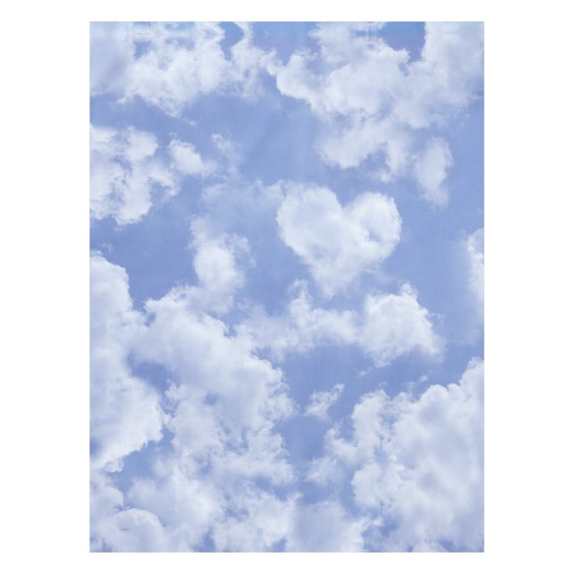 Heart Cloud Sky Cute Modern Lovely Light Blue Girl Tablecloth (Front)