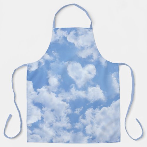 Heart Cloud Sky Photo Texture Pastel Blue  White Apron
