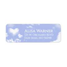 Heart Clouds and Blue Sky Return Address Labels