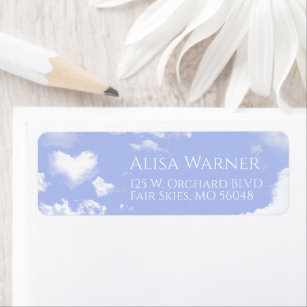 Heart Clouds and Blue Sky Return Address Labels