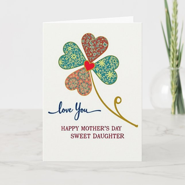 Heart Clover Mothers Day Card (Front)