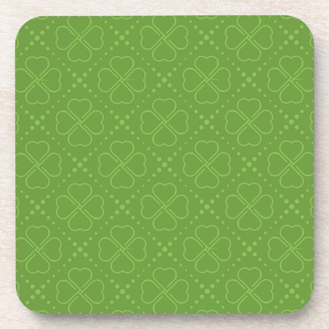 Heart Clover Pattern Beverage Coaster (Front)