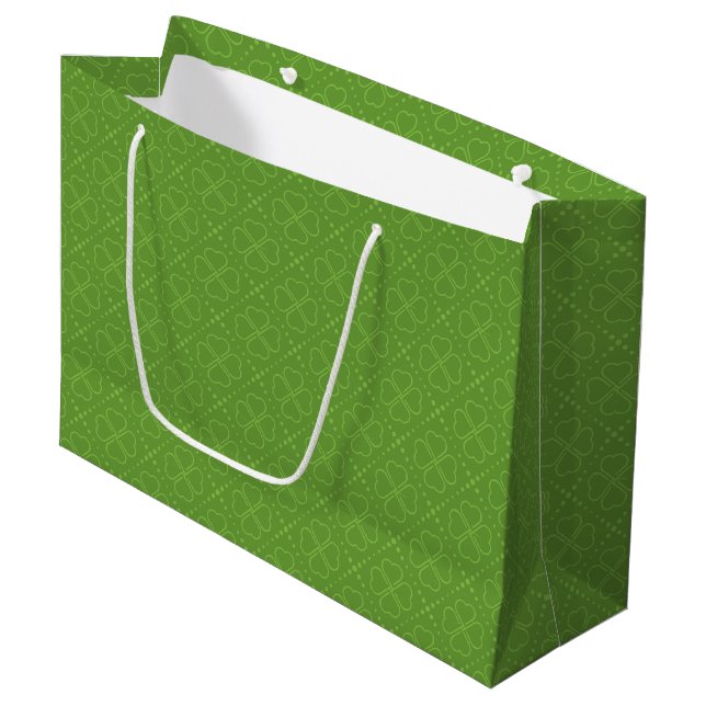 Heart Clover Pattern Large Gift Bag (Front Angled)