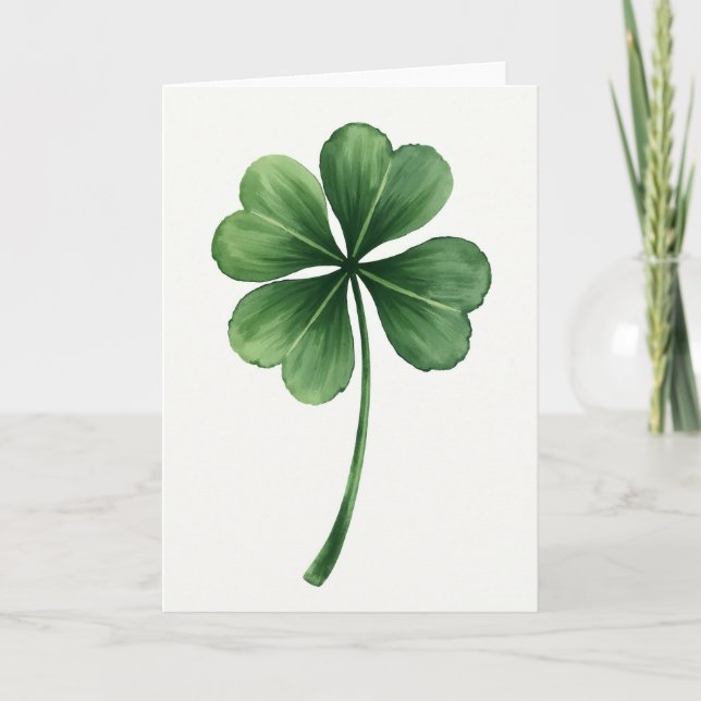 Heart Clover Watercolor Art Card (Front)