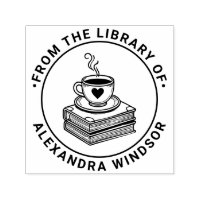 Heart Coffee Cup on Book Stack Library Book Name