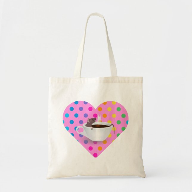 heart coffee mouse tote bag (Front)
