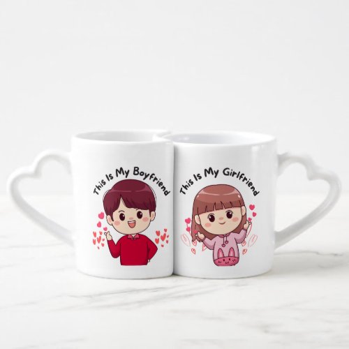 Heart Coffee Mug with Boyfriend  Girl