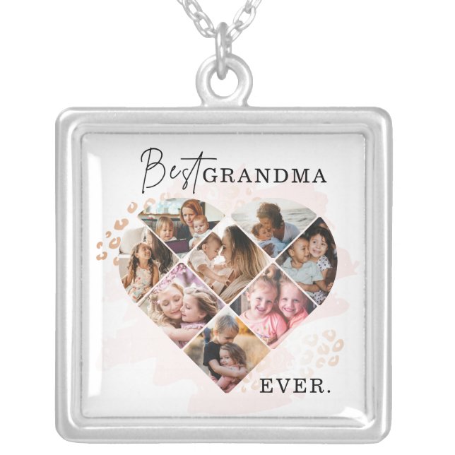 Heart Collage Silver Plated Necklace (Front)