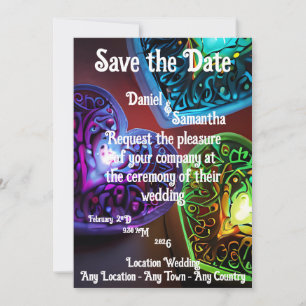 Heart Colored Candle Lights Wedding Invitation