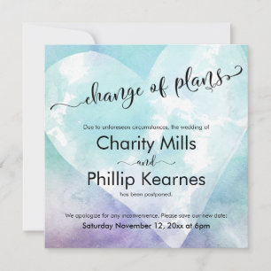 Heart Colorful Postponed Wedding Change of Plans