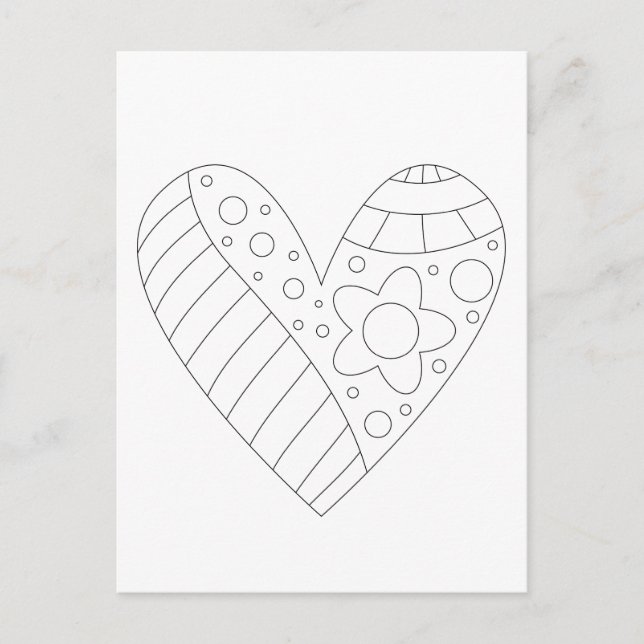 Heart Coloring Design Postcard (Front)