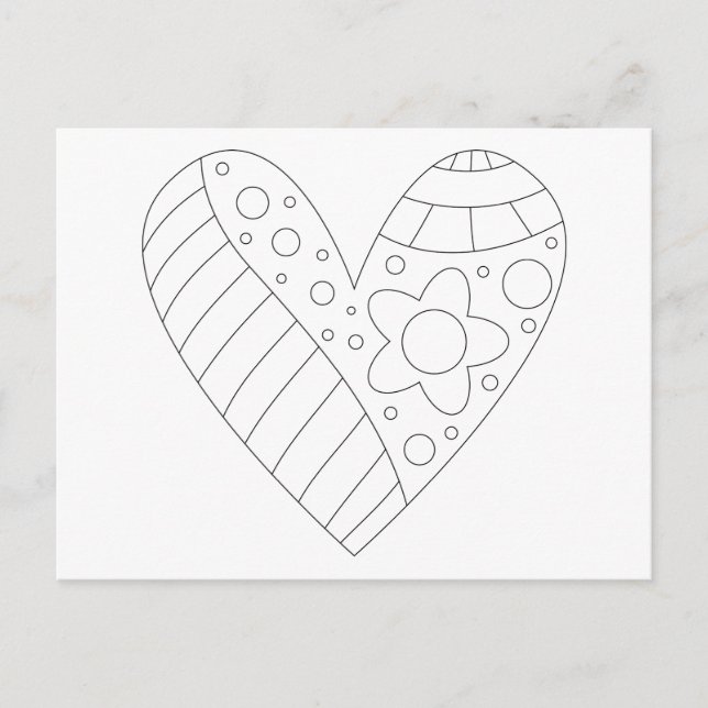 Heart Coloring Design Postcard (Front)