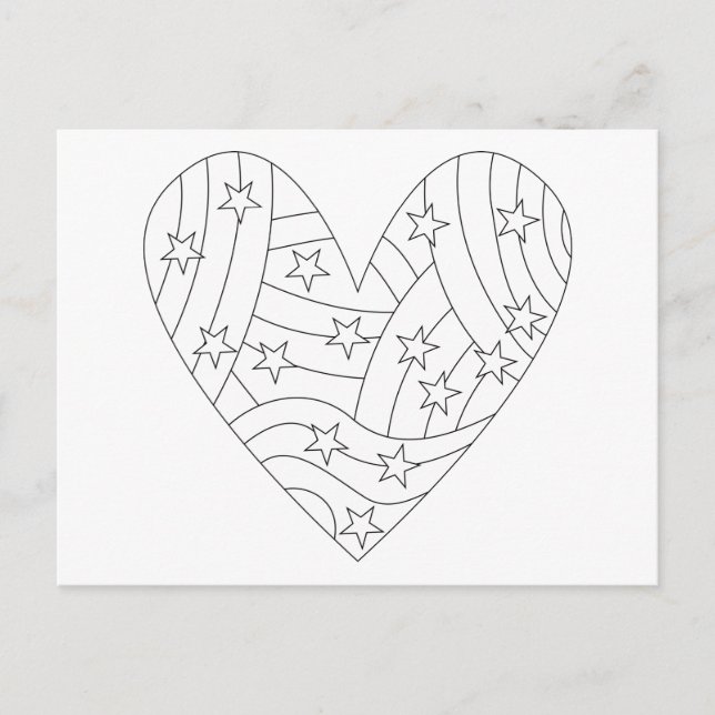 Heart Coloring Design Postcard (Front)