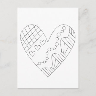 Heart Coloring Design Postcard