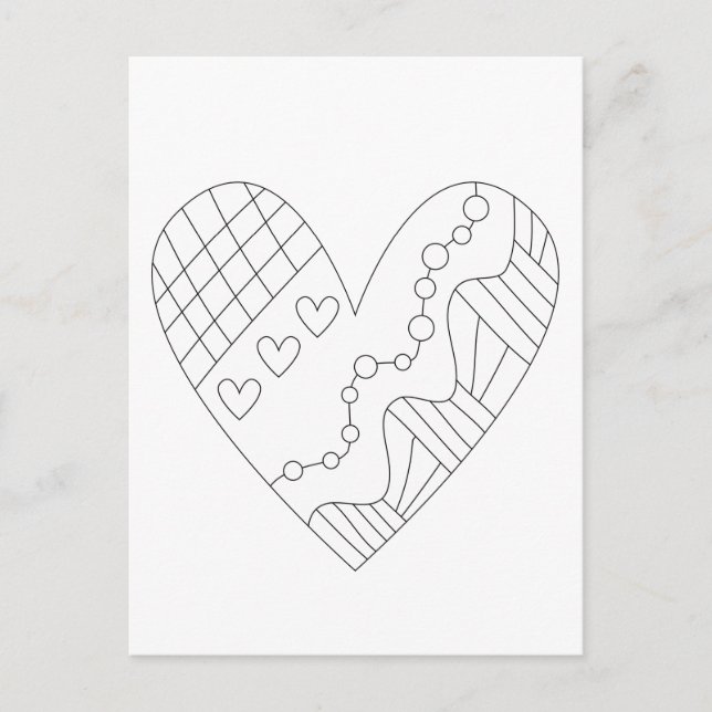 Heart Coloring Design Postcard (Front)