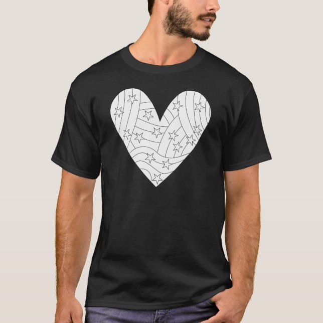 Heart Coloring Design T-Shirt (Front)
