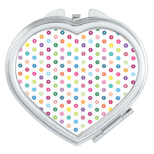 Heart Compact Mirror/Multi-Colored Flowers Vanity Mirror