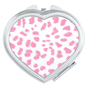 Heart Compact Mirror/Pink Cheetah Print Makeup Mirror