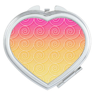 Heart Compact Mirror Pink & Yellow Swirl Gradient 