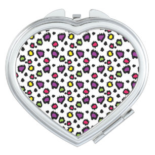Heart Compact Mirror/Rainbow Cheetah Spots Mirror