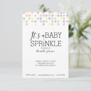 heart confetti BABY SPRINKLE pastel rainbow shower Invitation