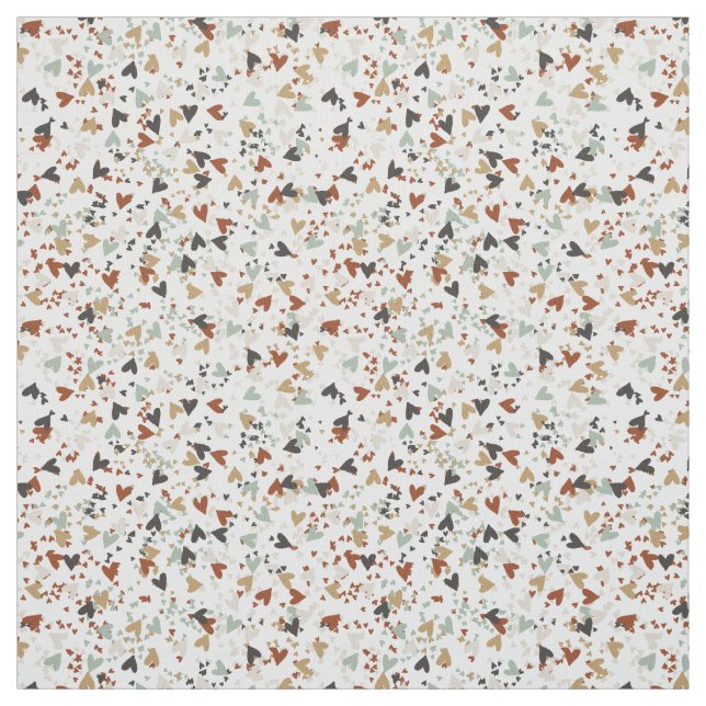 Heart Confetti Toss in Burnt Sienna Mint & Gold Fabric (Swatch)
