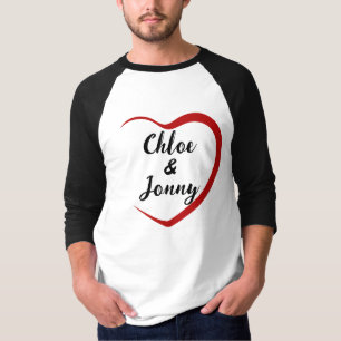 Heart containing Two Names Personalize T-Shirt