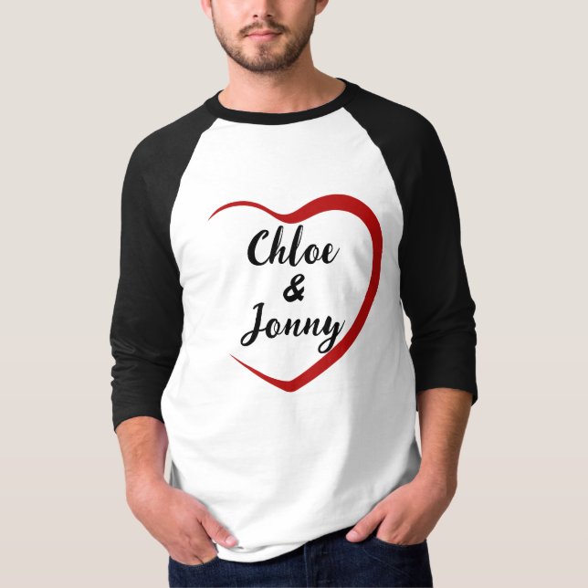 Heart containing Two Names Personalize T-Shirt (Front)