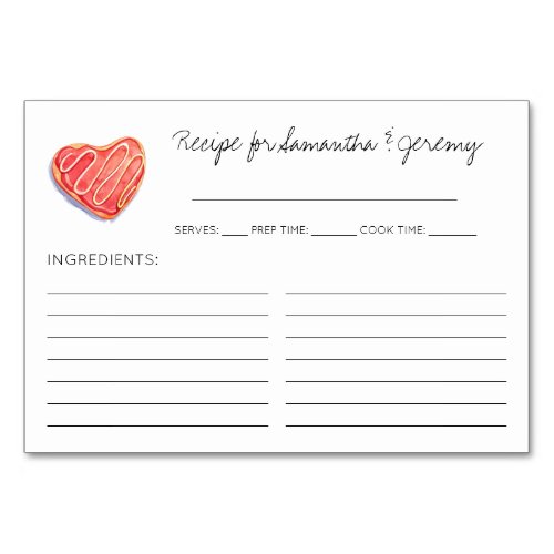 Heart Cookie Bridal Shower Recipe Cards