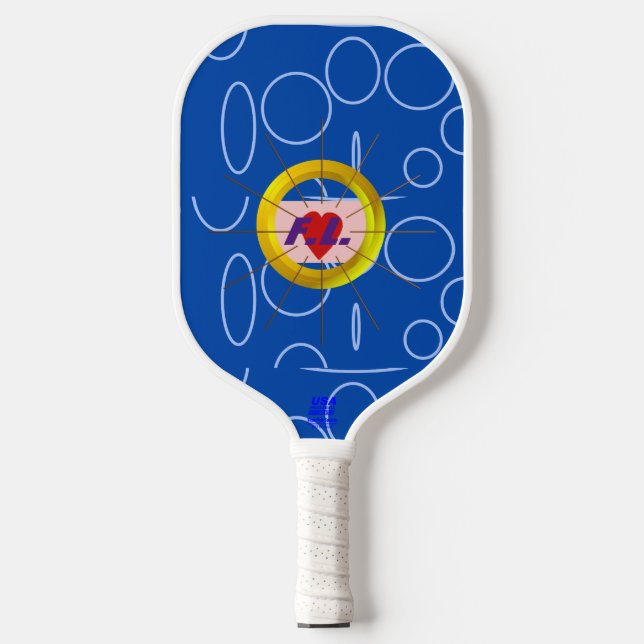 Heart Cool Blue Pickleball Paddle (Front)