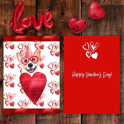 Heart Corgi Dog Lover Valentine Gift Holiday Card