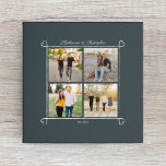 Heart Corner Anniversary and Wedding Photo Collage Faux Canvas Print<br><div class="desc">This photo canvas will make a perfect blend of elegance and personal touch for celebrating love and togetherness. This unique piece allows you to showcase four of your cherished photos, beautifully arranged with a romantic heart-shaped corner frame that adds a sentimental touch to your memories. You can add the couple's...</div>