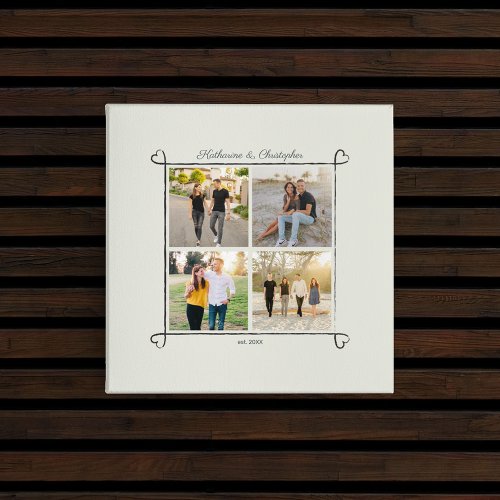 Heart Corner Anniversary and Wedding Photo Collage Faux Canvas Print