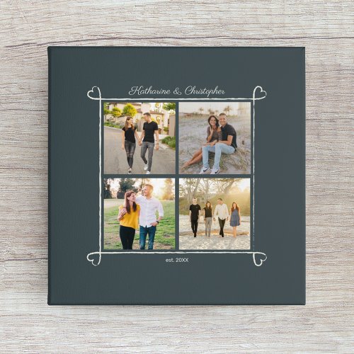 Heart Corner Anniversary and Wedding Photo Collage Faux Canvas Print