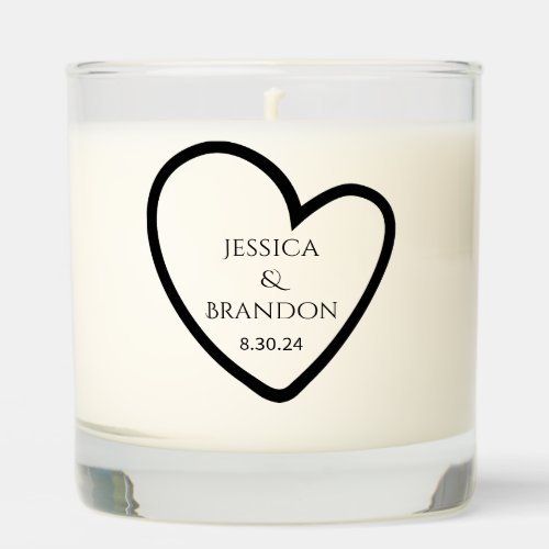 Heart Couple Engaged or Wedding Date Relaxing Scented Candle