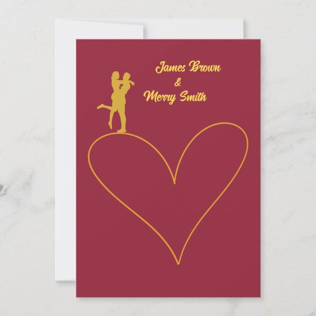 Heart Couple in Love Glamorous Golden Wedding Invitation (Front)