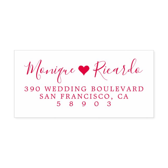Heart Couple Script Wedding Return Address Self-inking Stamp (Design)