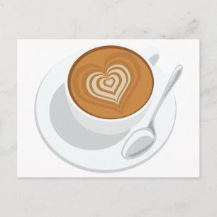 Heart Cream Coffee Postcard