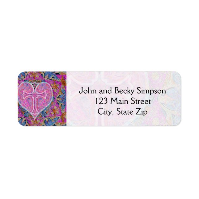 Heart Cross Pattern in Pink Label (Front)