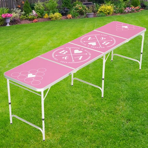 Heart Crossing Initial Pink  Cup Heart  Beer Pong Table