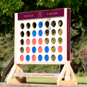 Heart crown crest monogram wedding dark red fast four