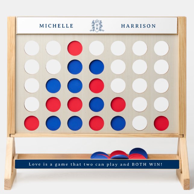 Heart crown monogram wedding photos blue white fast four (Front)