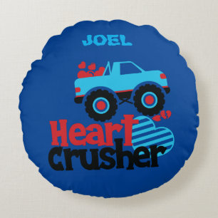 HEART CRUSHER TRUCK PERSONALIZED THROW PILLOW! ROU ROUND PILLOW