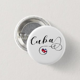 Heart Cuba, Cuban Flag Heart Button
