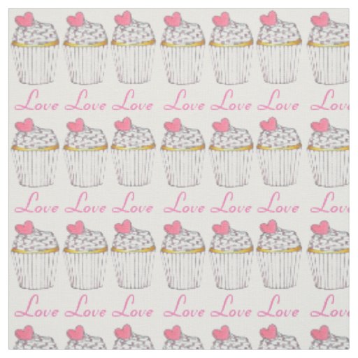 Heart Cupcakes Love Valentine Wedding Cake Pink Fabric