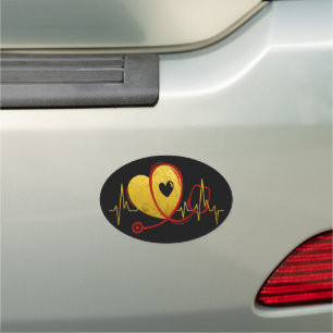 Heart Curve With Medical Stethoscope 1 Car Magnet