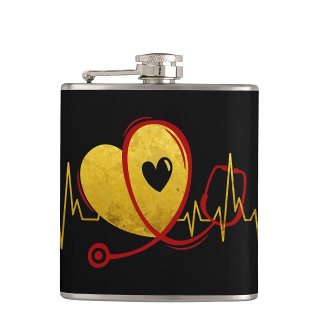 Heart Curve With Medical Stethoscope 1 Flask (Front)