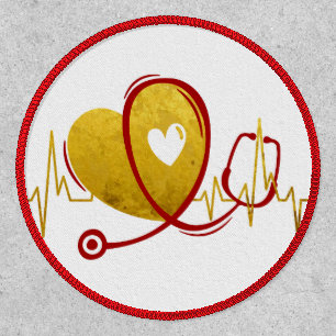 Heart Curve With Medical Stethoscope 1 Patch